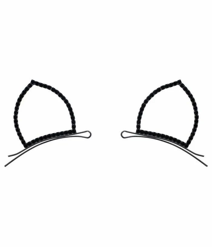 Black Rhinestone Cat Ear Bobby Pins AccessoriesHalloween Unique Vintage Accessories Black Rhinestone Cat Ear Bobby Pins AccessoriesHalloween Unique Vintage Accessories