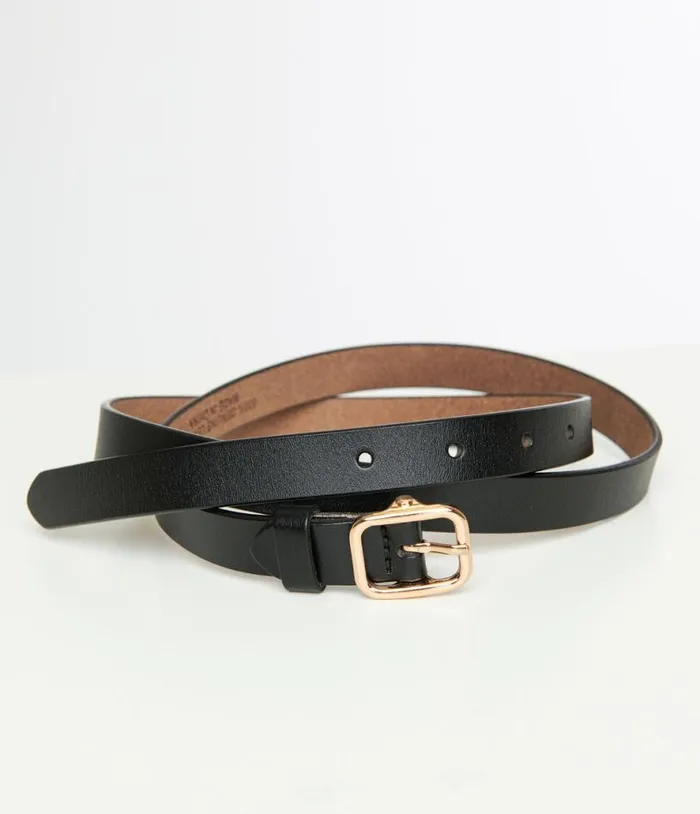 Black Skinny Leatherette Belt Accessories Unique Vintage Belts