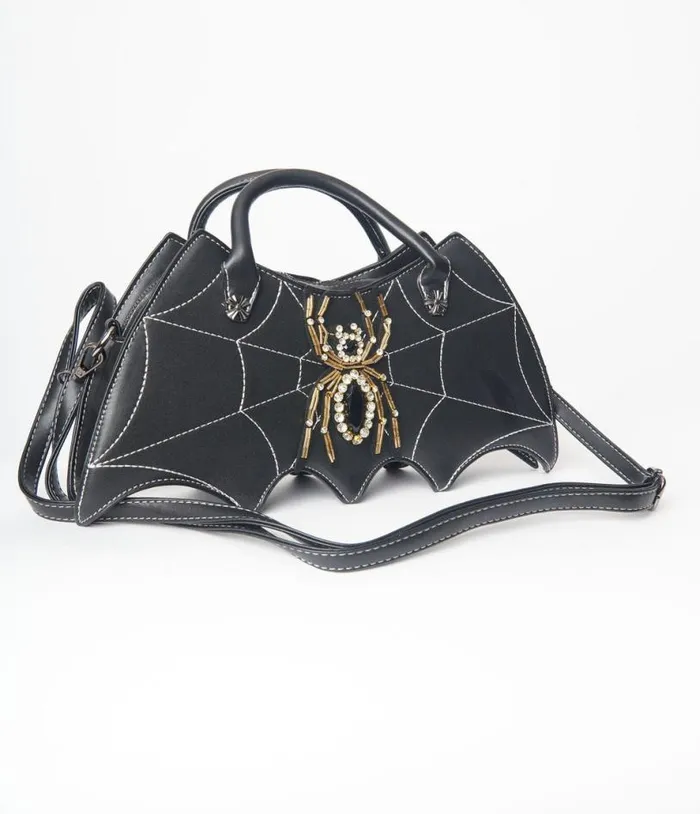 Black Spiderweb Bat Wing Handbag AccessoriesHalloween Unique Vintage Accessories Black Spiderweb Bat Wing Handbag AccessoriesHalloween Unique Vintage Accessories