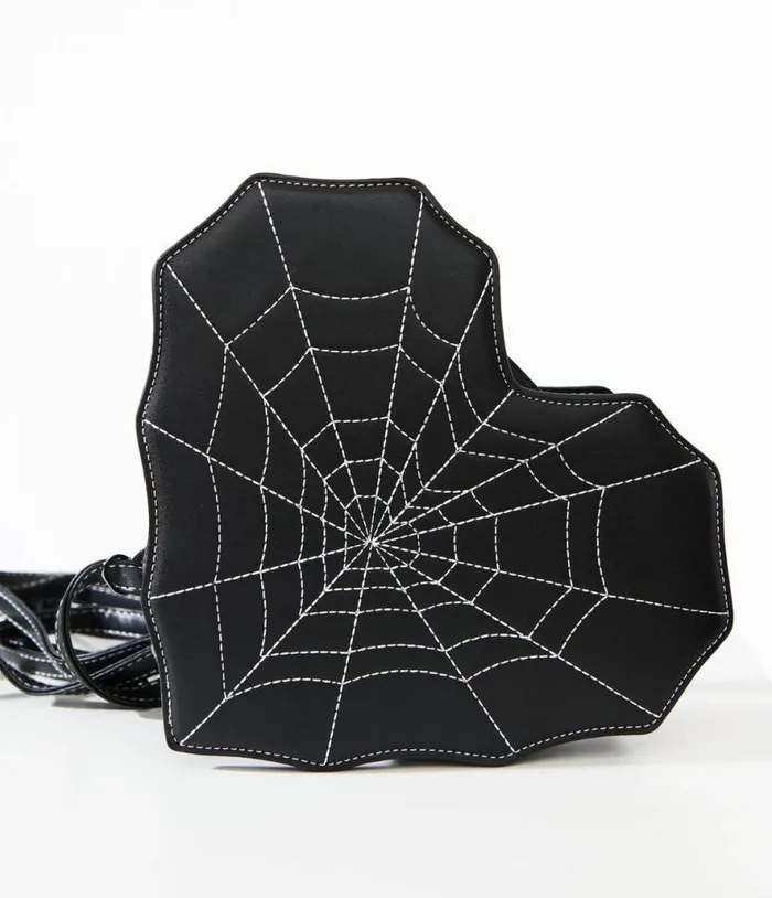Black Spiderweb Heart Handbag AccessoriesHalloween Unique Vintage Accessories Black Spiderweb Heart Handbag AccessoriesHalloween Unique Vintage Accessories