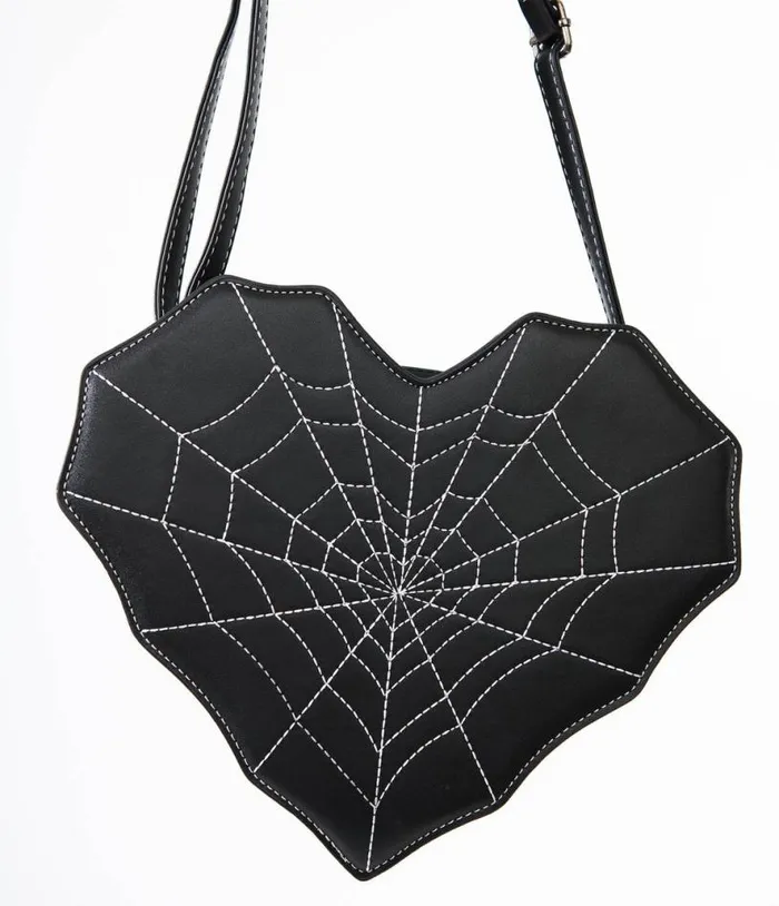 Black Spiderweb Heart Handbag AccessoriesHalloween Unique Vintage Accessories