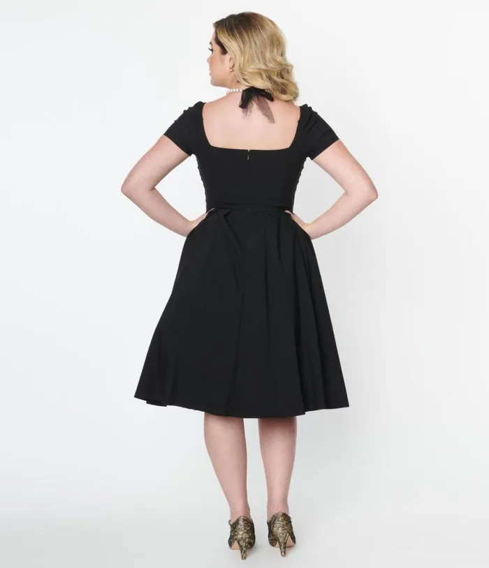 Black Sweetheart Midge Swing Dress Dresses Unique Vintage Swing