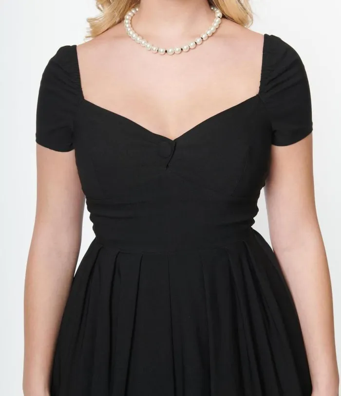 Black Sweetheart Midge Swing Dress Dresses Unique Vintage Swing