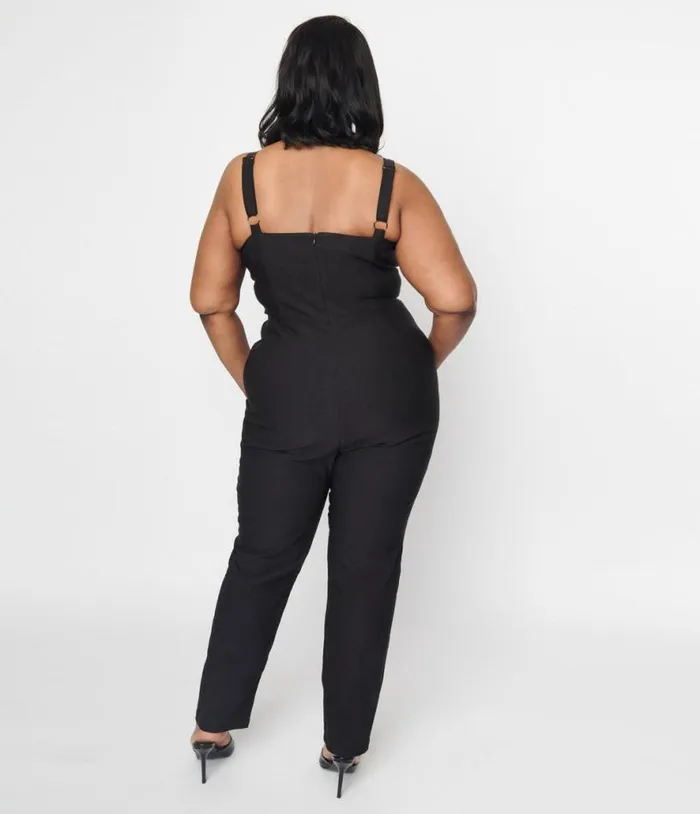 Black Tuxedo Jumpsuit ClothingPlus Unique Vintage Rompers and Jumpsuits