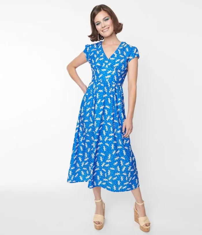 Blue Dragonfly Heather Midi Dress Dresses Unique Vintage Midi