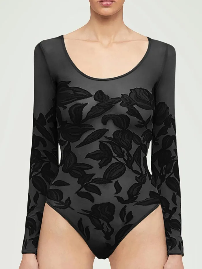 Body Tattoo String Body Blackblack Women Wolford Longsleeve Shirts