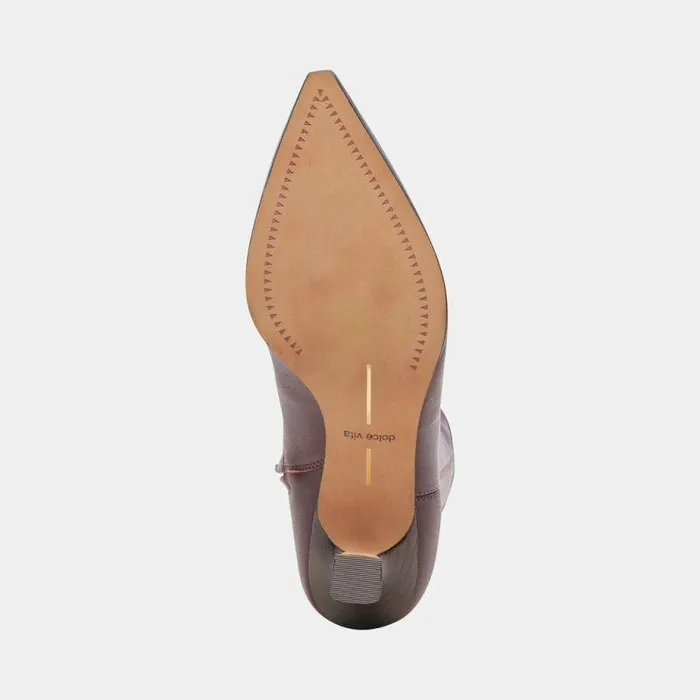 Boots and Booties Shop Dolce Vita Arya Wine Leather Boots Rich Leather Wine Boots With Skinny Heel Wine Leather