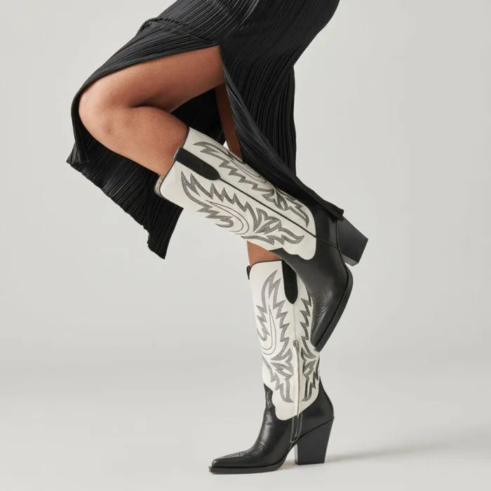 Boots and Booties Shop Dolce Vita Blanch Boots Black White Leather Black White Leather