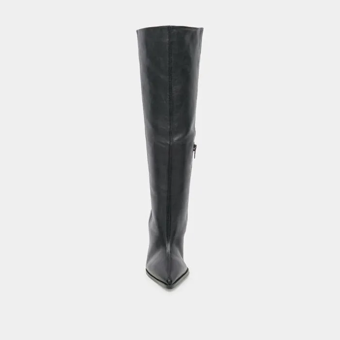 Boots and Booties Shop Dolce Vita Bruce Black Boots Black Leather Boots With Wedge Heel Black Leather