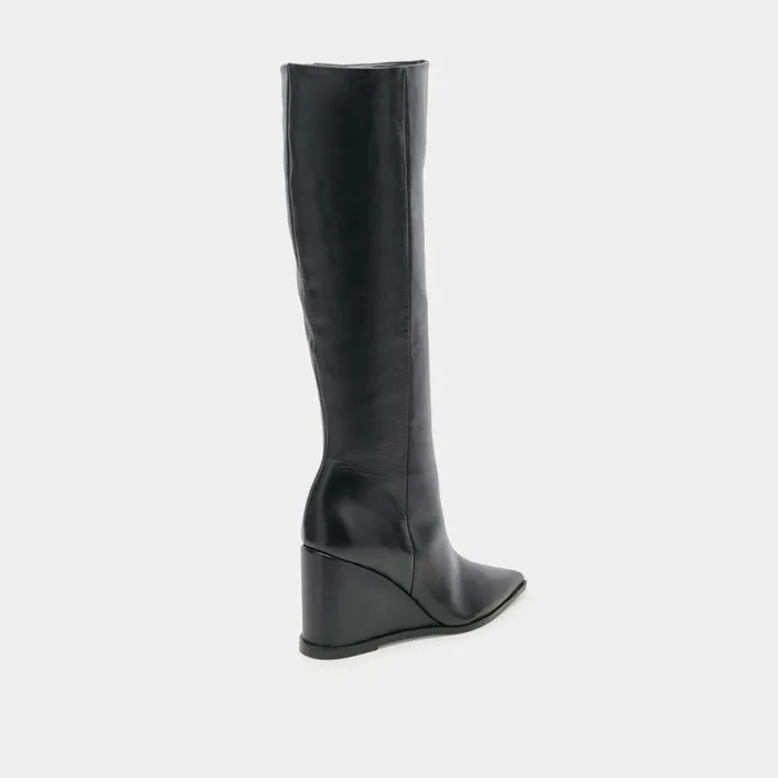 Boots and Booties Shop Dolce Vita Bruce Black Boots Black Leather Boots With Wedge Heel Black Leather