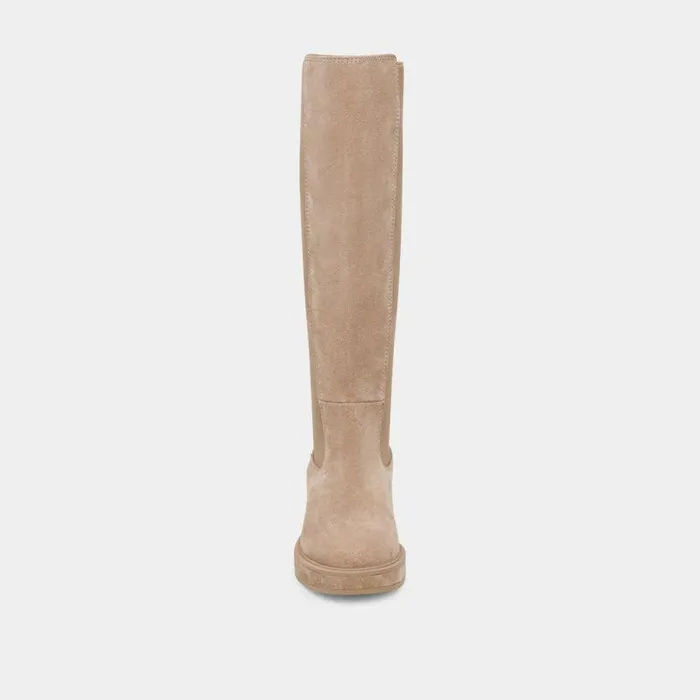 Boots and Booties Shop Dolce Vita Eamon H2o Almond Suede Wide Calf Boots Waterproof Almond Suede Boots Almond Suede