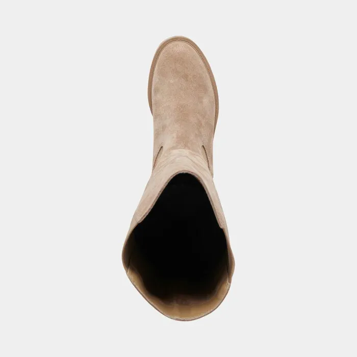 Boots and Booties Shop Dolce Vita Eamon H2o Almond Suede Wide Calf Boots Waterproof Almond Suede Boots Almond Suede