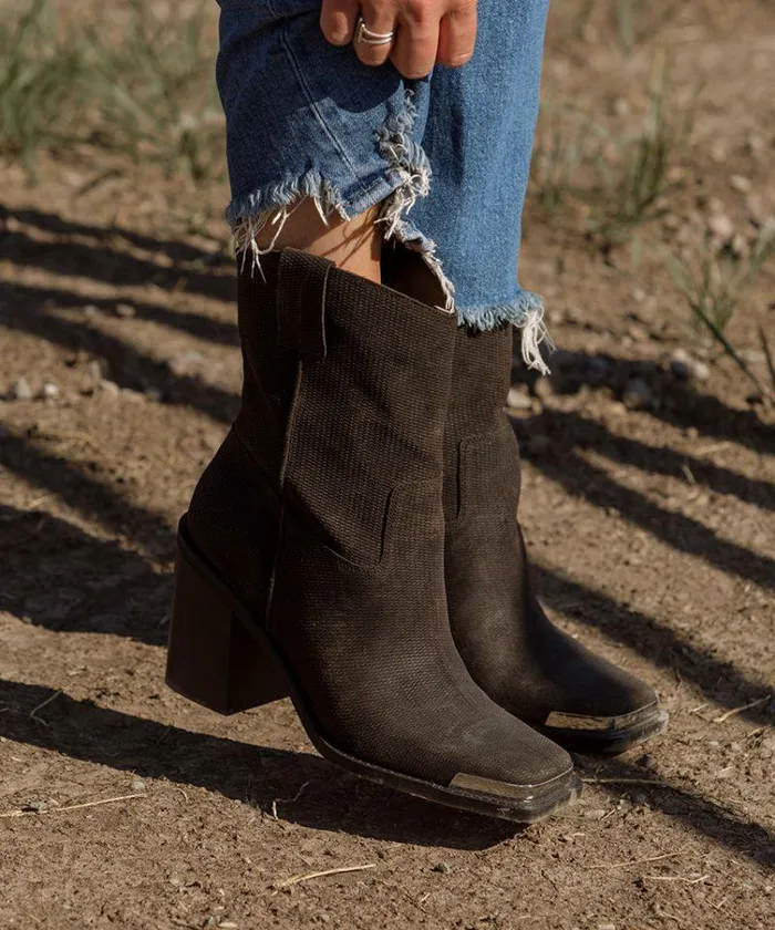 Boots and Booties Shop Dolce Vita Falon Boots Espresso Distressed Leather Western Espresso Leather Boots Espresso Distressed Leather