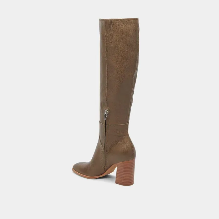 Boots and Booties Shop Dolce Vita Fynn Boots Dark Olive Leather Kneehigh Dark Olive Leather Boots Dark Olive Leather