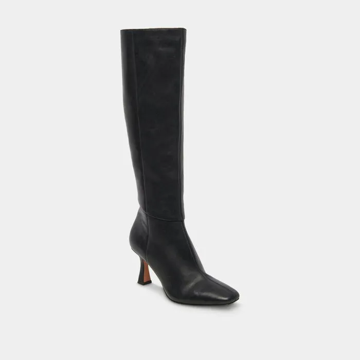 Boots and Booties Shop Dolce Vita Gyra Wide Calf Black Leather Boots Black Kneehigh Wide Calf Boots Black Leather