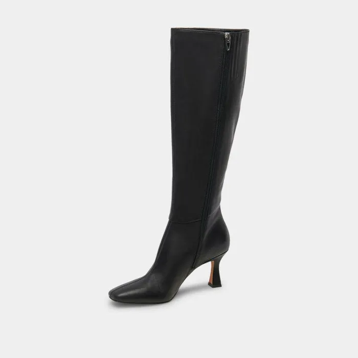 Boots and Booties Shop Dolce Vita Gyra Wide Calf Black Leather Boots Black Kneehigh Wide Calf Boots Black Leather