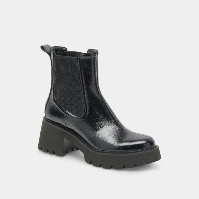 Boots and Booties Shop Dolce Vita Hawk H20 Wide Booties Midnight Crinkle Patent Midnight Crinkle Patent