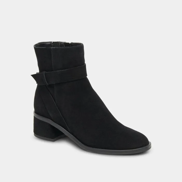 Boots and Booties Shop Dolce Vita Leland Booties Onyx Suede Onyx Suede Block Heel Booties Onyx Suede