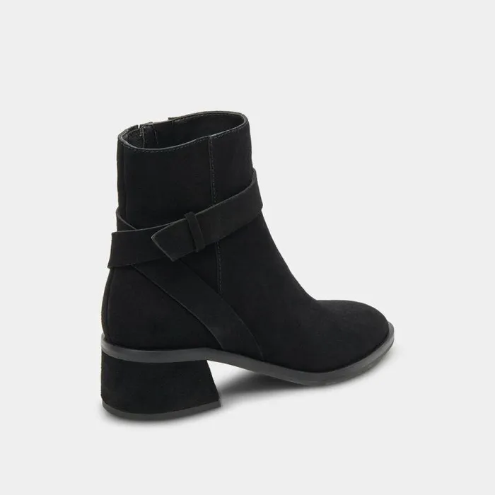 Boots and Booties Shop Dolce Vita Leland Booties Onyx Suede Onyx Suede Block Heel Booties Onyx Suede