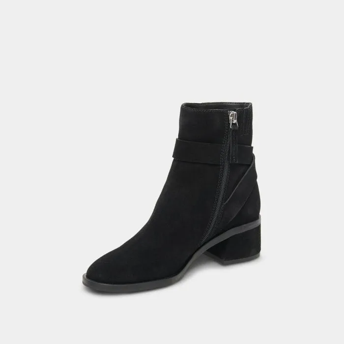Boots and Booties Shop Dolce Vita Leland Booties Onyx Suede Onyx Suede Block Heel Booties Onyx Suede