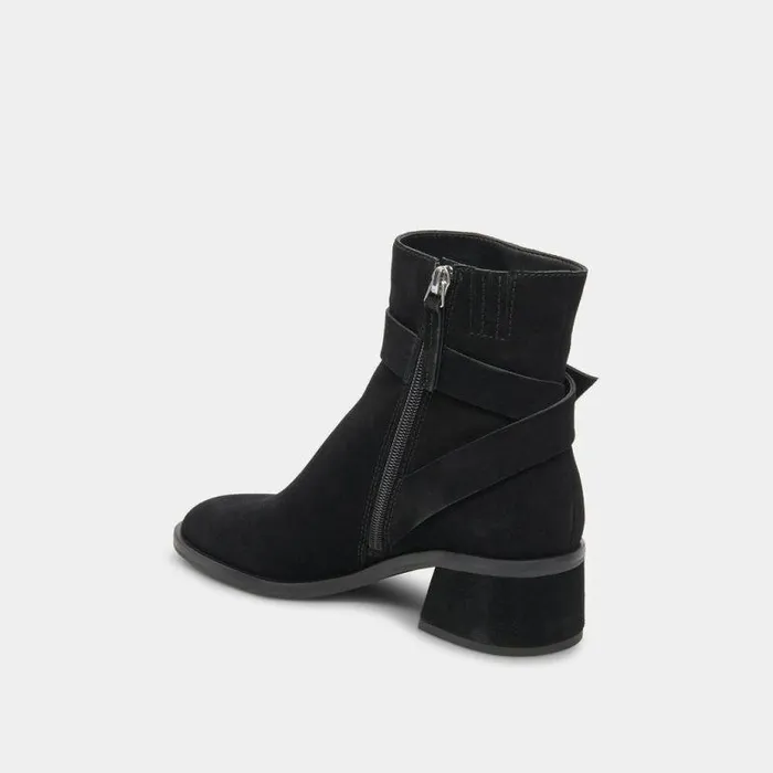 Boots and Booties Shop Dolce Vita Leland Booties Onyx Suede Onyx Suede Block Heel Booties Onyx Suede