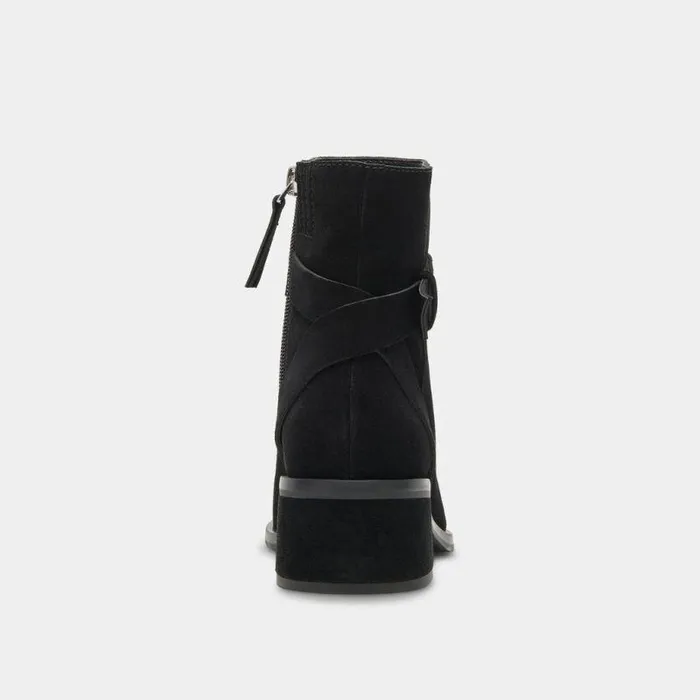 Boots and Booties Shop Dolce Vita Leland Booties Onyx Suede Onyx Suede Block Heel Booties Onyx Suede