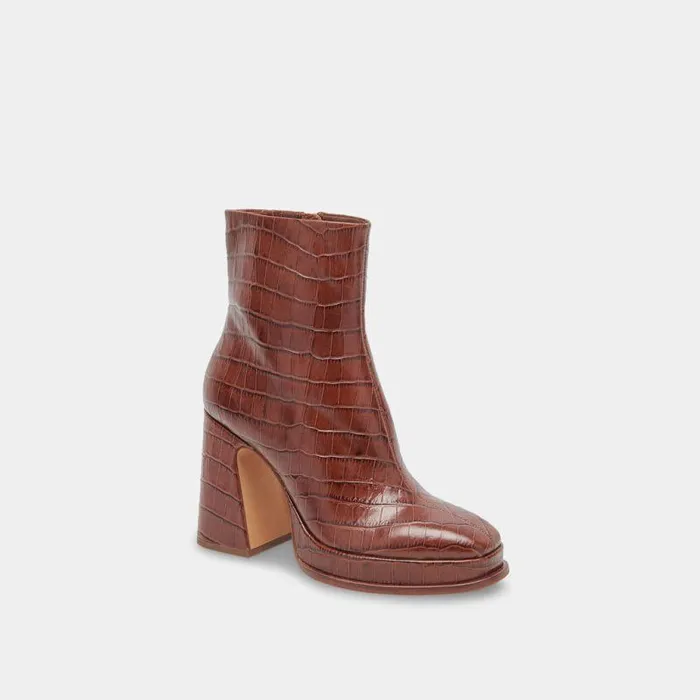Boots and Booties Shop Dolce Vita Lochly Boots Walnut Embossed Leather Walnut Embossed Leather