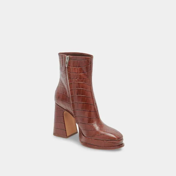 Boots and Booties Shop Dolce Vita Lochly Boots Walnut Embossed Leather Walnut Embossed Leather