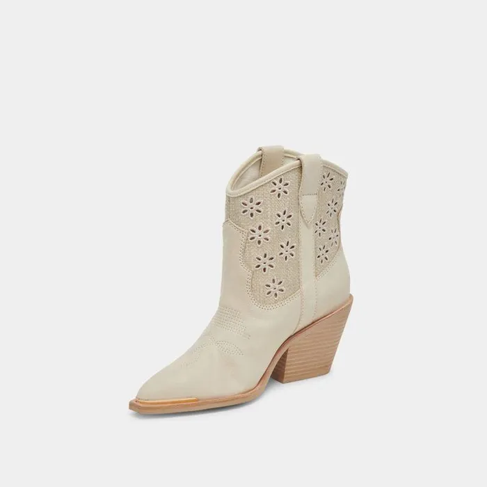 Boots and Booties Shop Dolce Vita Nashe Booties Oatmeal Floral Eyelet Oatmeal Floral Eyelet