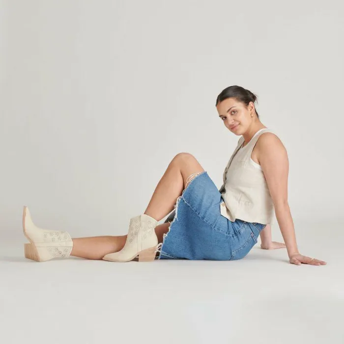 Boots and Booties Shop Dolce Vita Nashe Booties Oatmeal Floral Eyelet Oatmeal Floral Eyelet
