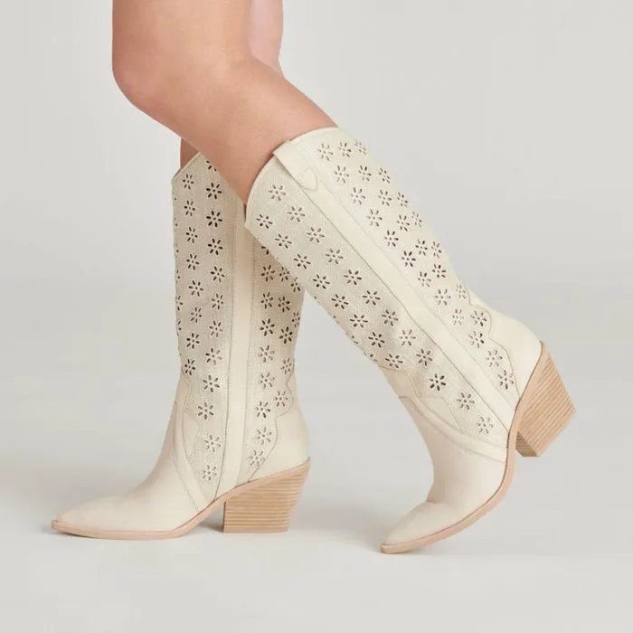 Boots and Booties Shop Dolce Vita Navene Boots Oatmeal Floral Eyelet Oatmeal Floral Eyelet