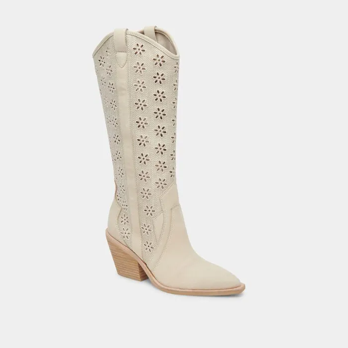 Boots and Booties Shop Dolce Vita Navene Boots Oatmeal Floral Eyelet Oatmeal Floral Eyelet