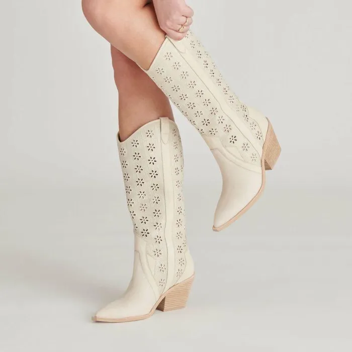 Boots and Booties Shop Dolce Vita Navene Boots Oatmeal Floral Eyelet Oatmeal Floral Eyelet