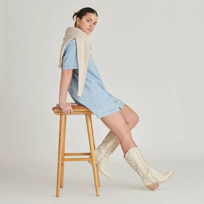 Boots and Booties Shop Dolce Vita Navene Boots Oatmeal Floral Eyelet Oatmeal Floral Eyelet