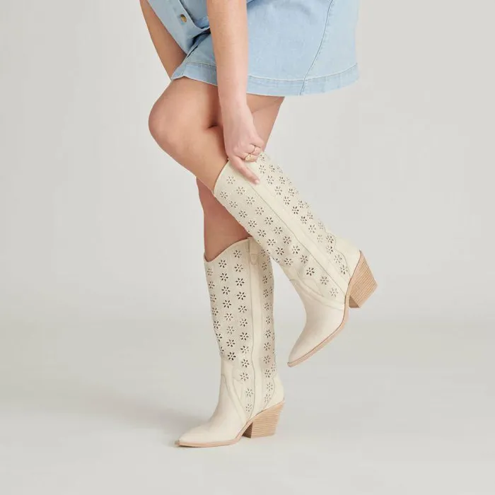Boots and Booties Shop Dolce Vita Navene Boots Oatmeal Floral Eyelet Oatmeal Floral Eyelet