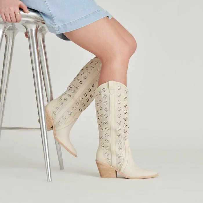 Boots and Booties Shop Dolce Vita Navene Boots Oatmeal Floral Eyelet Oatmeal Floral Eyelet