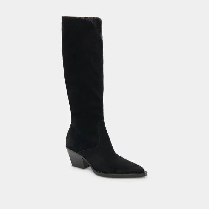 Boots and Booties Shop Dolce Vita Raj Wide Calf Boots Onyx Suede Women039s Onyx Suede Kneehigh Boots Onyx Suede