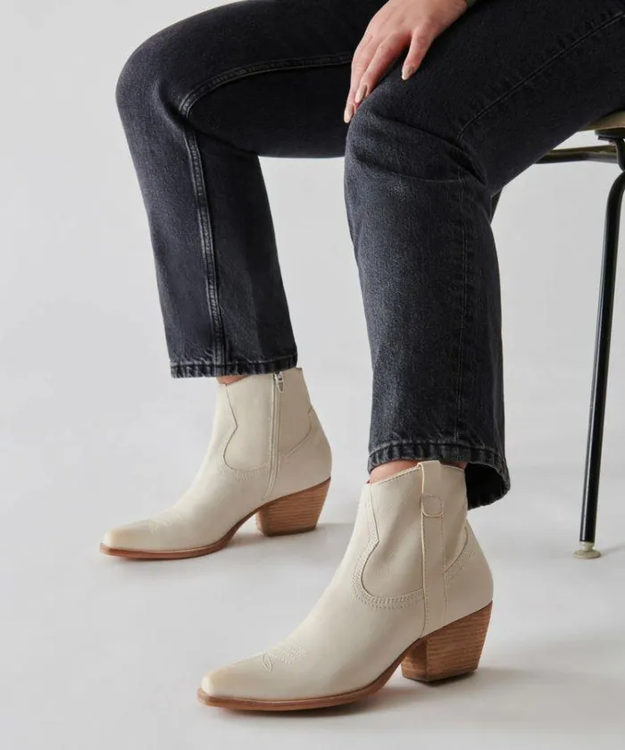Boots and Booties Shop Dolce Vita Silma Booties Ivory Nubuck Ivory Nubuck