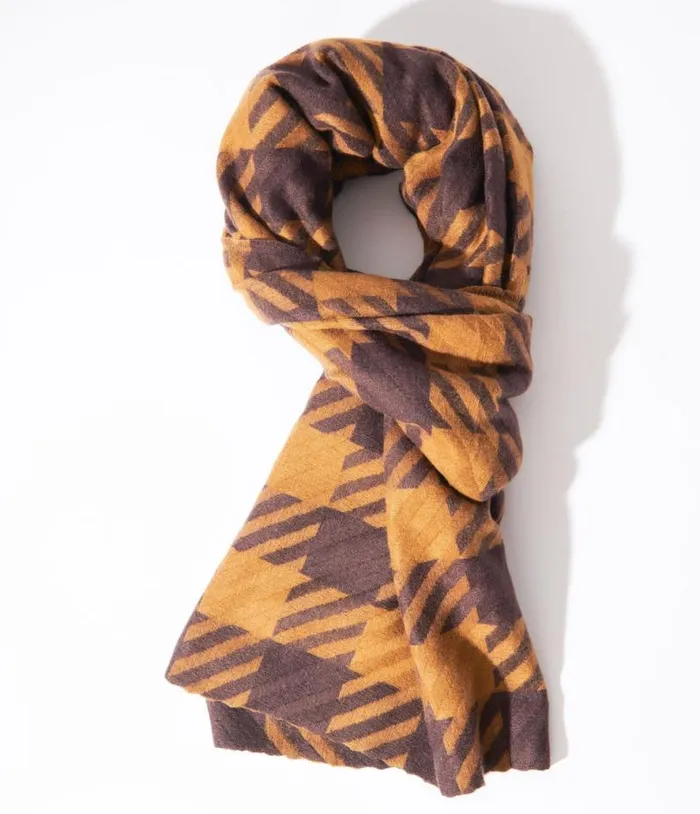 Brown and Mustard Checkered Scarf Accessories Unique Vintage Gloves and Scarves Brown and Mustard Checkered Scarf Accessories Unique Vintage Gloves and Scarves