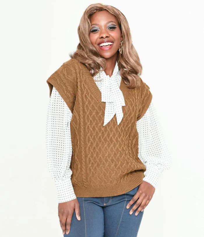 Brown Cable Knit Sweater Vest ClothingPlus Unique Vintage Sweaters and Cardigans