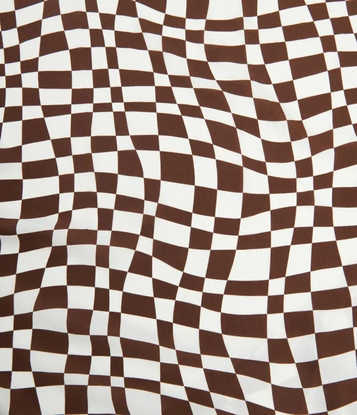 Brown Distorted Check Hair Scarf Accessories Unique Vintage Gloves and Scarves