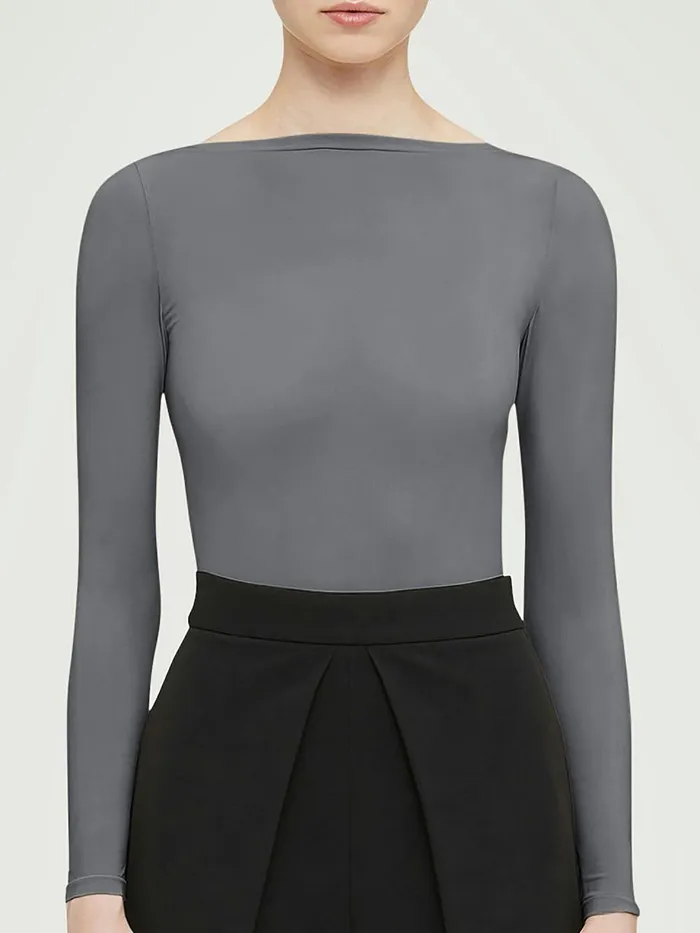 Buenos Aires Top Long Sleeves Soft Pewter Women Wolford Tops