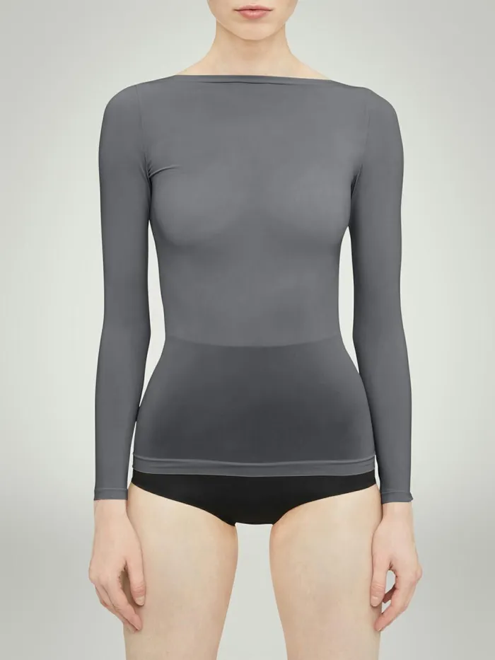 Buenos Aires Top Long Sleeves Soft Pewter Women Wolford Tops
