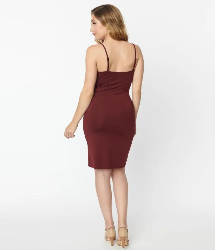 Burgundy Long Slip Accessories Unique Vintage Lingerie and Shapewear