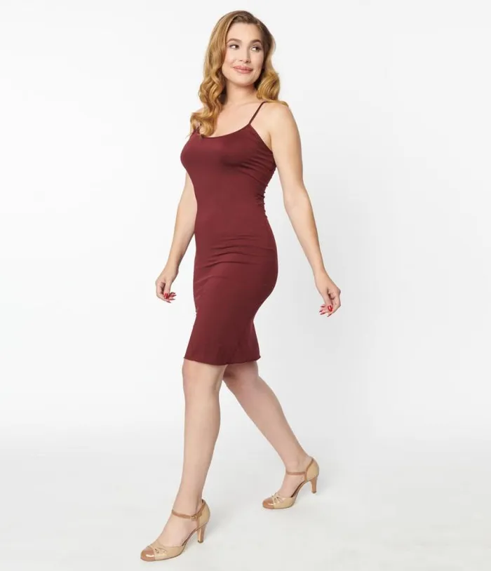 Burgundy Long Slip Accessories Unique Vintage Lingerie and Shapewear