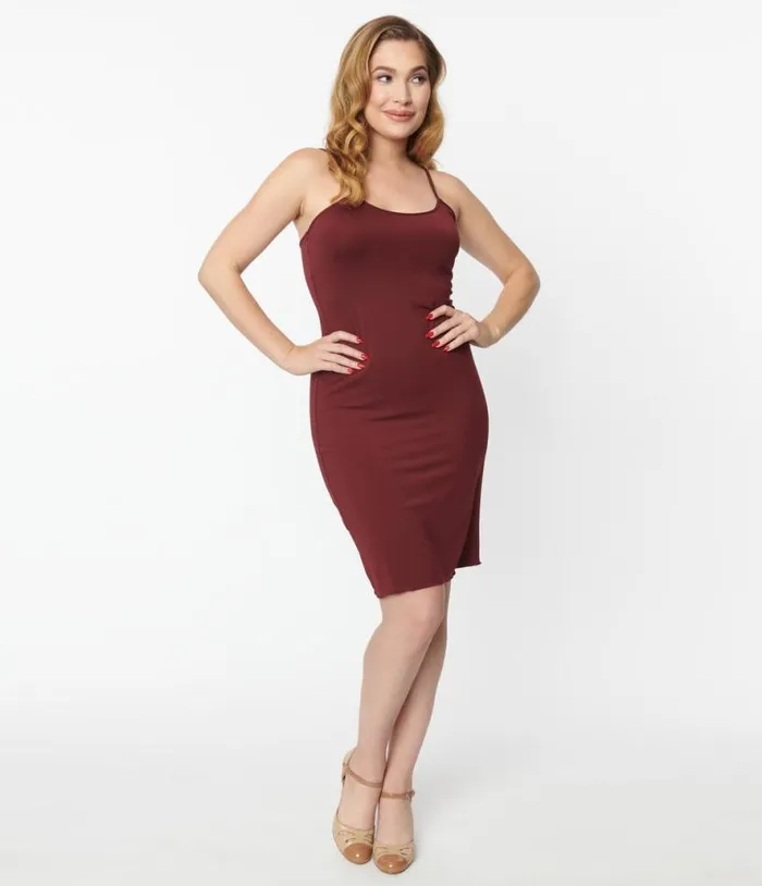 Burgundy Long Slip Accessories Unique Vintage Lingerie and Shapewear