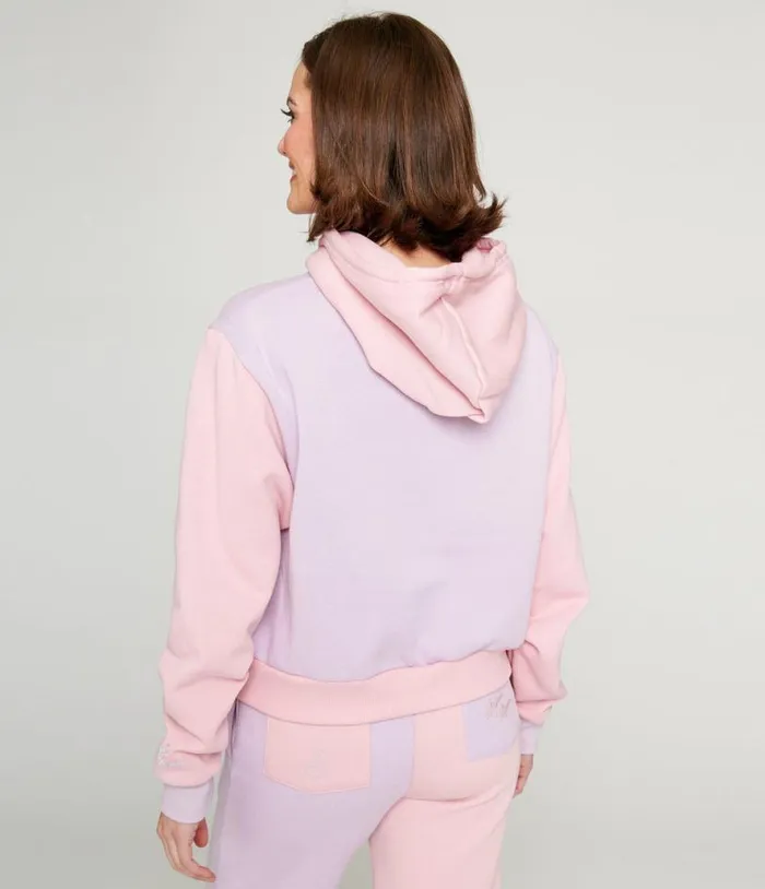 Cakeworthy Pink and Purple Color Block Minnie Mouse Hoodie Clothing Unique Vintage Graphic Tees