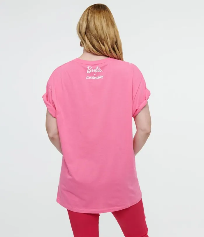 Cakeworthy Pink Barbie Birthday Oversized Graphic Tee ClothingPlus Unique Vintage Graphic Tees