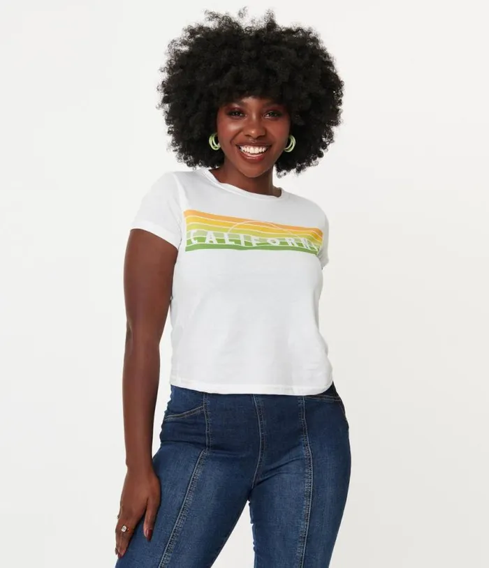 California Graphic Crop Tee Clothing Unique Vintage Graphic Tees