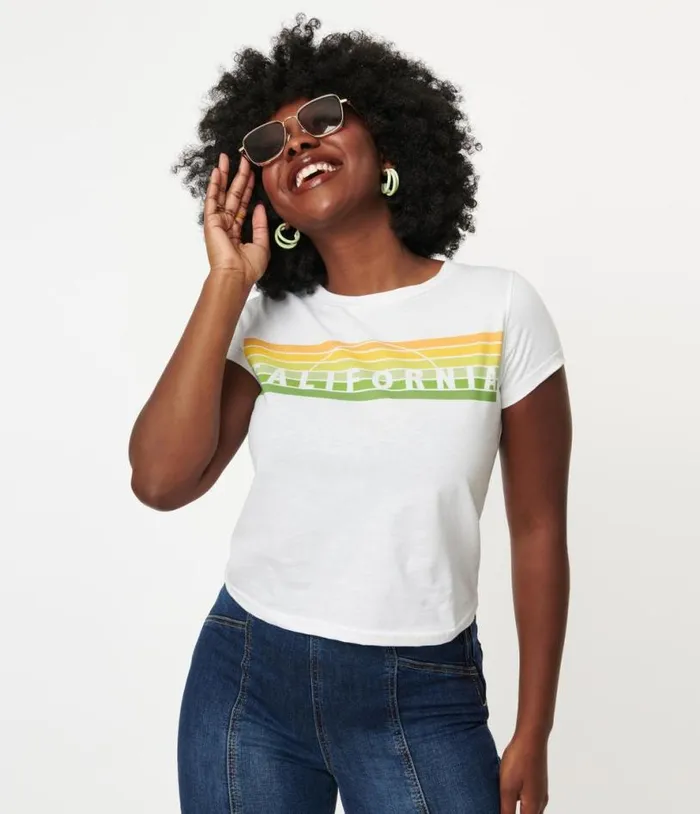 California Graphic Crop Tee Clothing Unique Vintage Graphic Tees